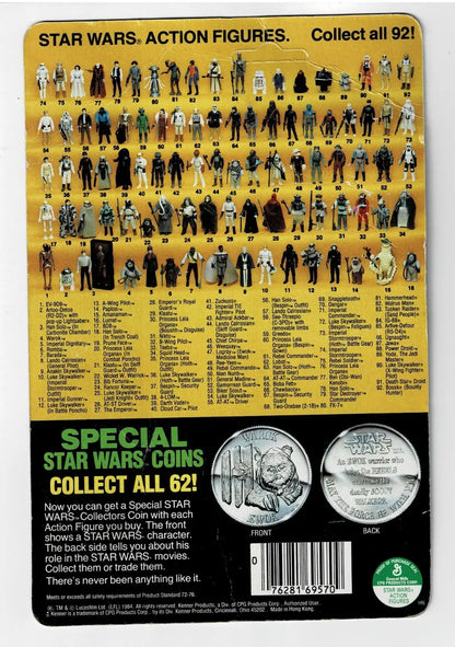 Vintage Star Wars Romba Card Backer with collector’s guide and coin promotion