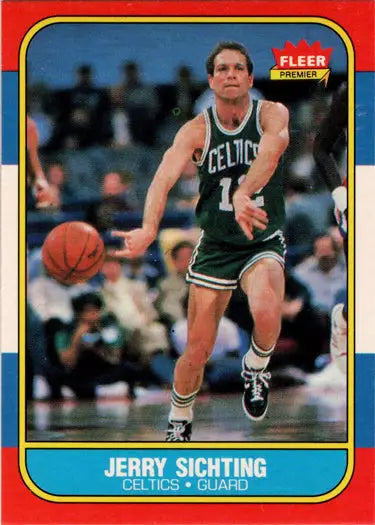 1986-87 Fleer Basketball Jerry Sichting base rookie card collectible featuring rookie card imagery
