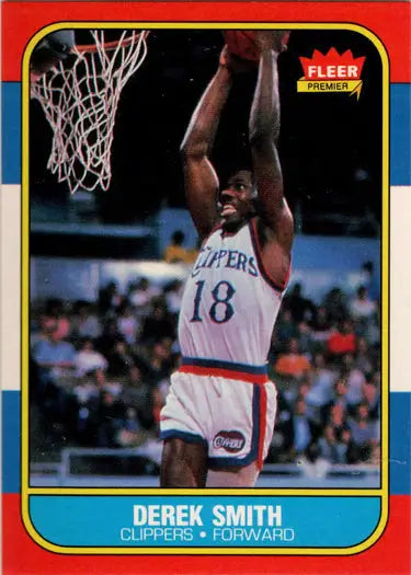 1986-87 Fleer Basketball Derek Smith base rookie card for basketball collectors