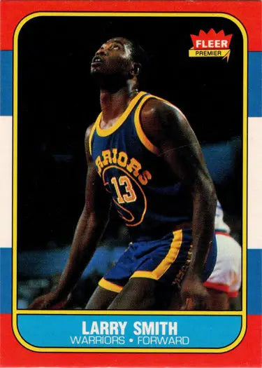1986 87 Fleer Basketball Larry Smith base rookie card front view