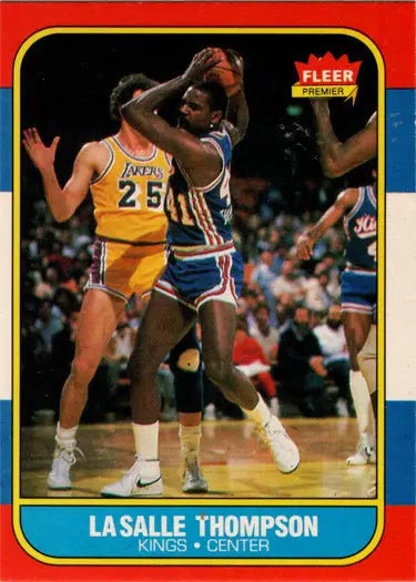 1986-87 Fleer La Salle Thompson rookie card, base rookie basketball card image