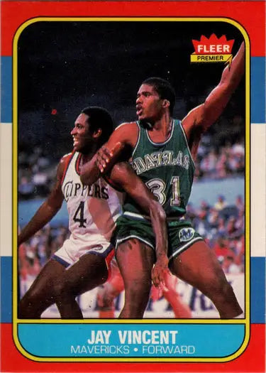 Jay Vincent 1986-87 Fleer Basketball base rookie card, classic NBA rookie card collectible