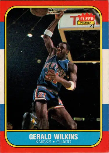 1986-87 Fleer Gerald Wilkins basketball card featuring his base rookie card