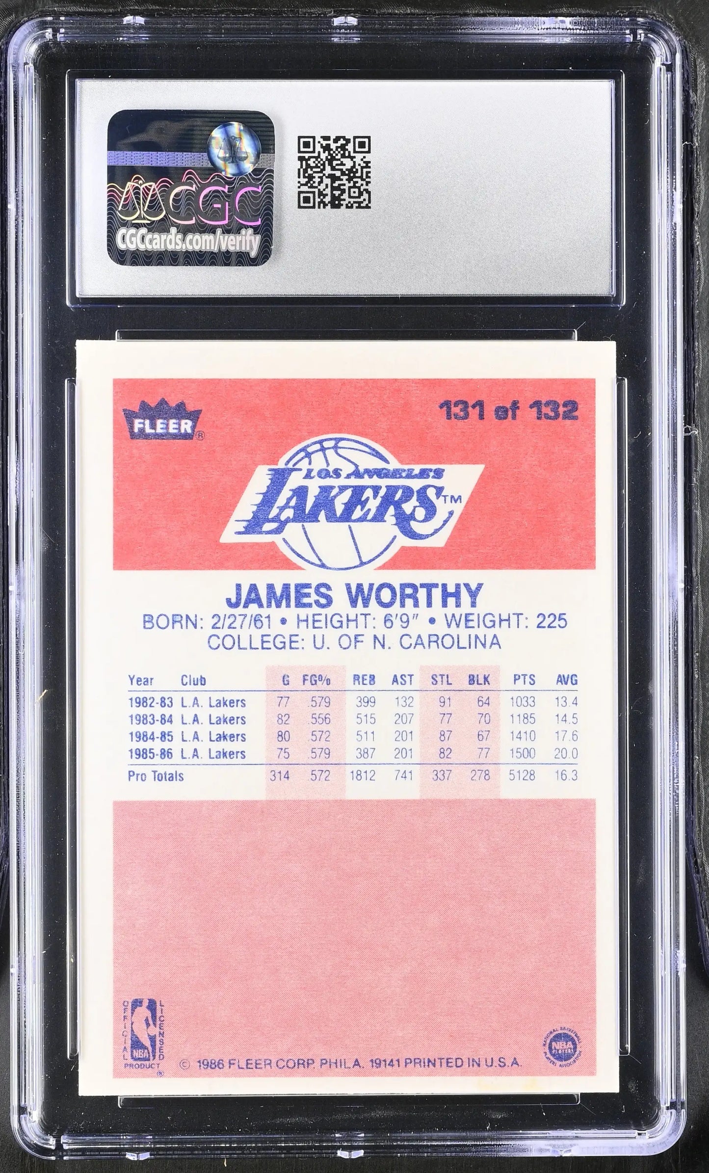 1986-87 Fleer Basketball #131 James Worthy CGC 6.5 EX/NM+ - Sports Cards - Basketball Single
