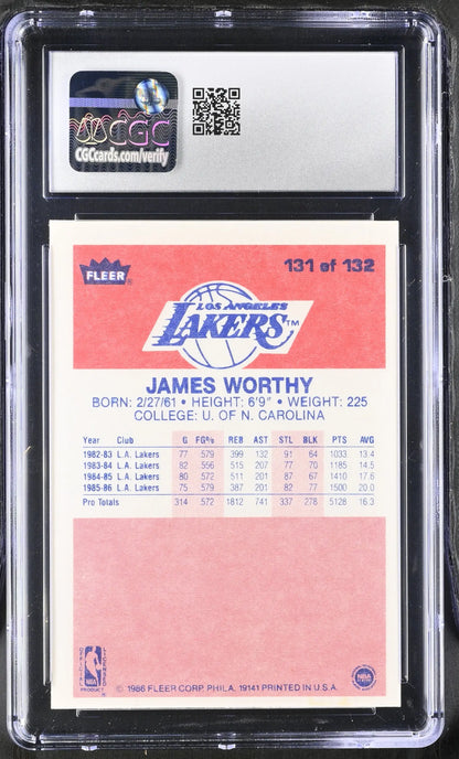 1986-87 Fleer Basketball #131 James Worthy CGC 6.5 EX/NM+ - Sports Cards - Basketball Single