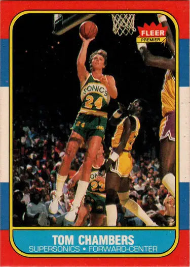 Tom Chambers 1986-87 Fleer basketball rookie card showcasing the base rookie card image