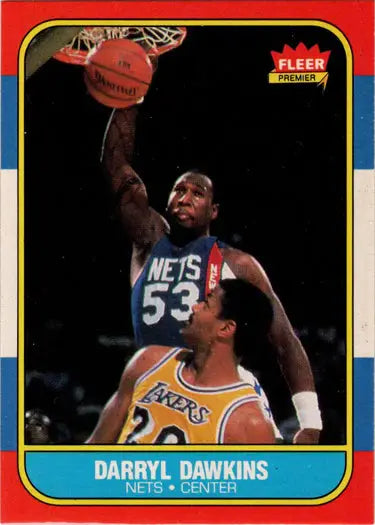 1986-87 Fleer Basketball Darryl Dawkins base rookie card displayed in product image