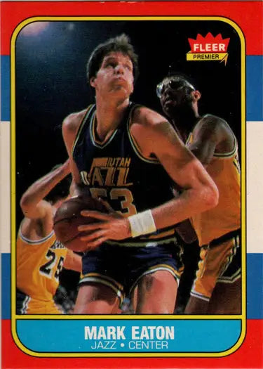 1986-87 Fleer Mark Eaton basketball card showing a base rookie card for collectors