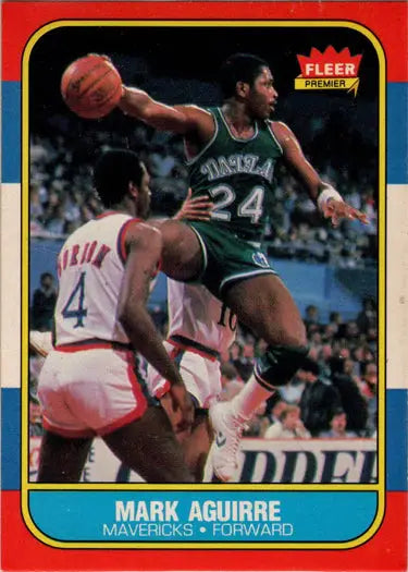 1986-87 Fleer Basketball Mark Aguirre rookie card featuring his base rookie card image