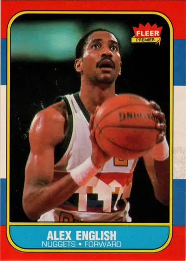 Alex English 1986-87 Fleer Basketball base rookie card featuring player portrait