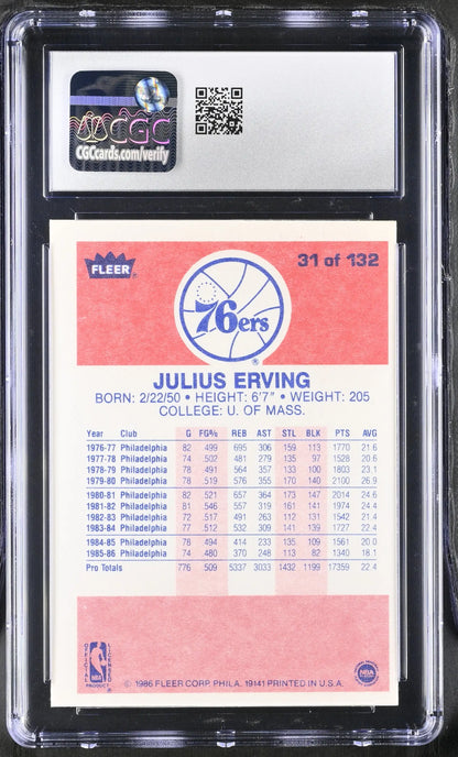 1986-87 Fleer Basketball #31 Julius Erving CGC 6 EX/NM - Sports Cards - Basketball Single