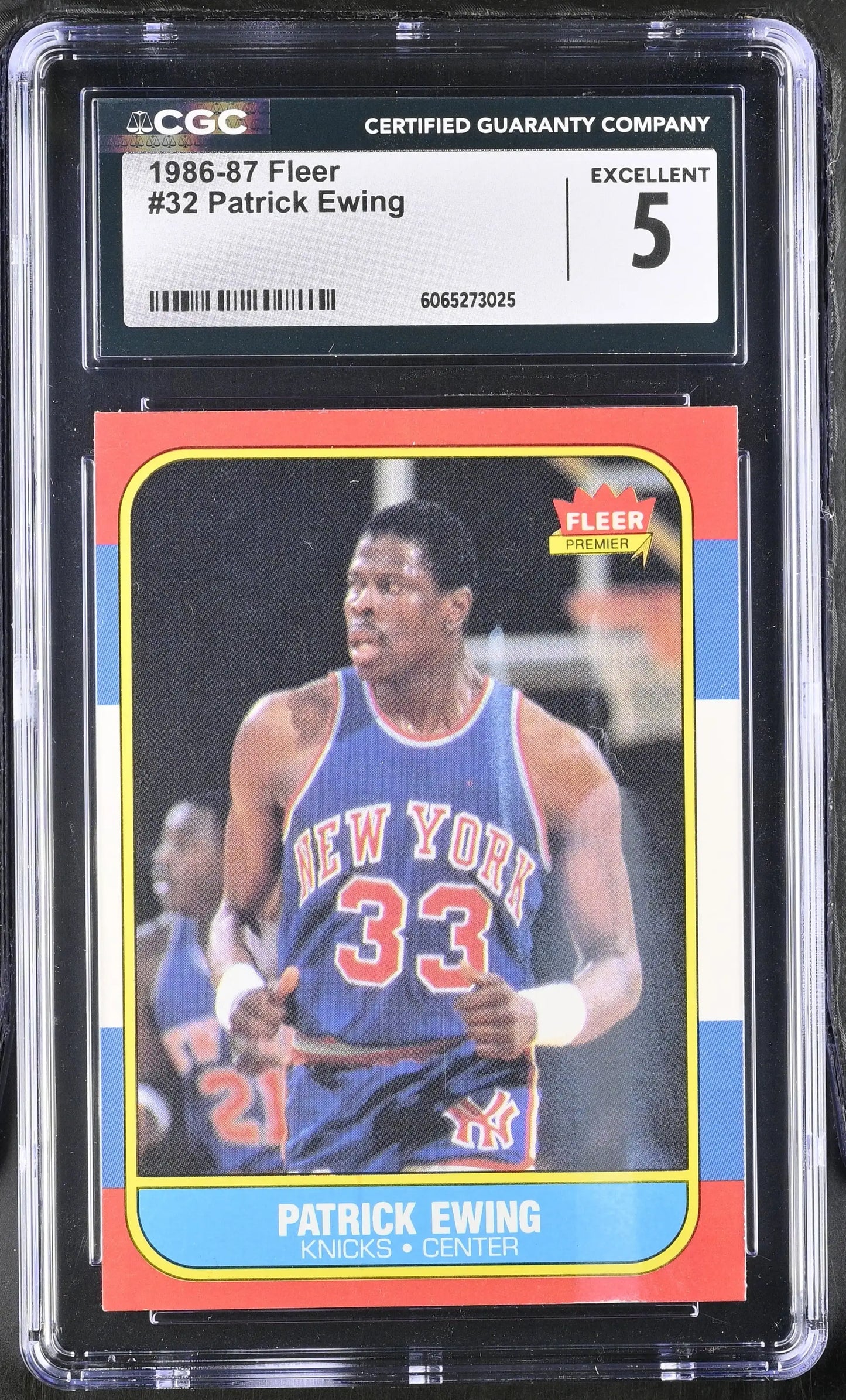 1986-87 Fleer Basketball #32 Patrick Ewing CGC 5 Excellent - Sports Cards