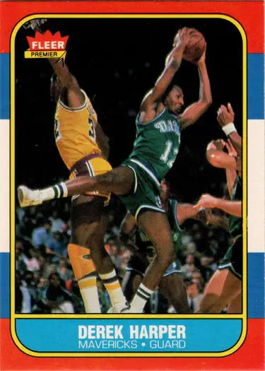 1986-87 Fleer Basketball Derek Harper base rookie card featuring Derek Harper rookie card