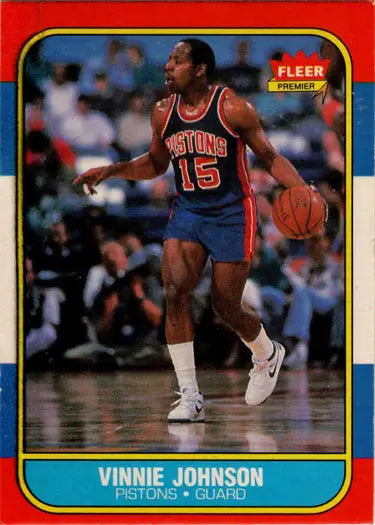 Vinnie Johnson basketball rookie card from 1986-87 Fleer set, base rookie card