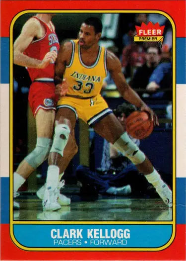 1986-87 Fleer Basketball Clark Kellogg base rookie card collectible image