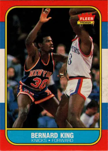 Basketball trading card featuring Bernard King 1986-87 Fleer base rookie card
