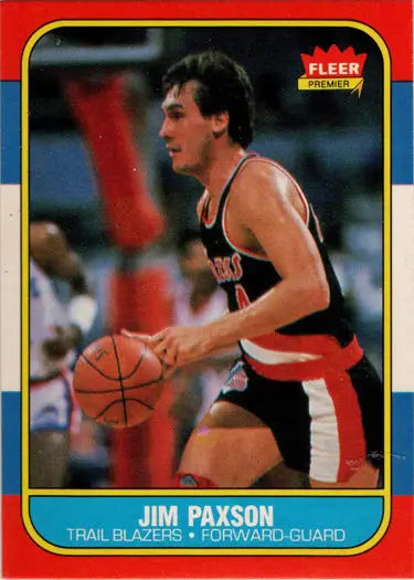 1986-87 Fleer Basketball Jim Paxson rookie card featuring base rookie card design