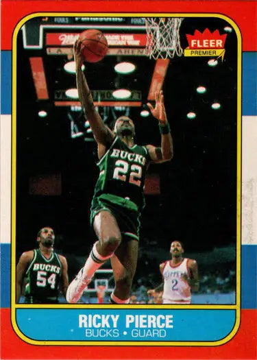 1986-87 Fleer Ricky Pierce basketball card showing a base rookie card for collection