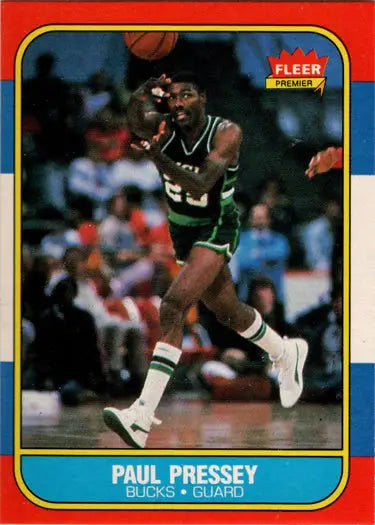 1986-87 Fleer Basketball Paul Pressey base rookie card featuring Paul Pressey basketball rookie card