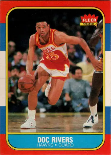 Glenn Doc Rivers 1986 87 Fleer Basketball rookie card featuring base rookie card image