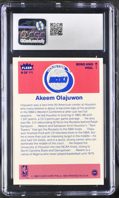 1986-87 Fleer Basketball Sticker #9 Akeem Olajuwon CGC 5.5 Excellent+ - Sports Cards - Basketball Single