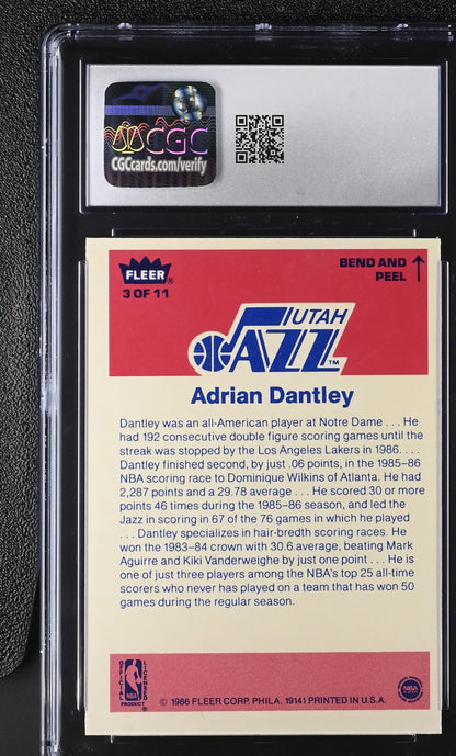 Graded Adrian Dantley Fleer basketball card from 1986-87 Fleer Stickers set CGC 6