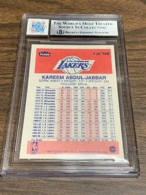 1986-87 Fleer Collection #1 Kareem Abdul-Jabbar Jersey Fusion Lakers Patch BGS - Basketball Card Single