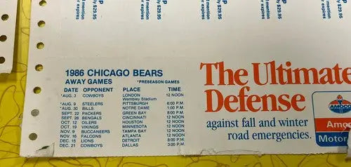 1986 Chicago Bears Season Football Ticket Proof Sheet Set NFC Playoffs Champion - Sports Memorabilia