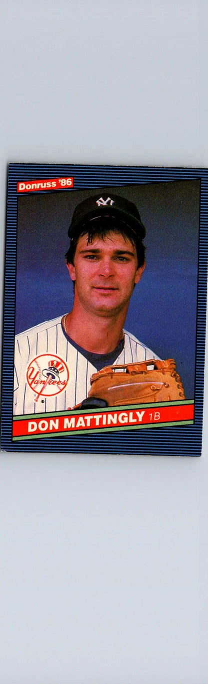 1986 Donruss Don Mattingly baseball card featuring New York Yankees player