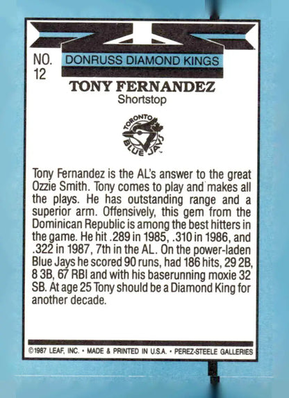Back of vintage 1986 Donruss George Bell baseball card featuring Toronto Blue Jays player