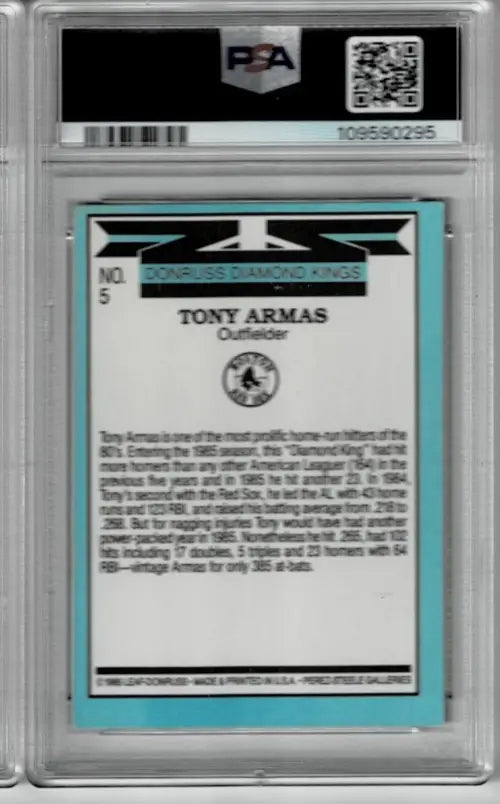 1986 Donruss #5 Tony Armas Signed Baseball Diamond Kings PSA 4 DNA 9 AUTO - Baseball Card Single