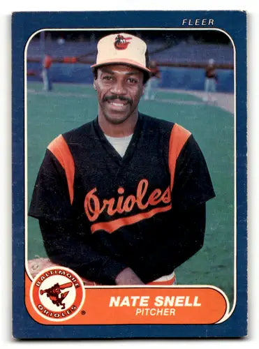Nate Snell baseball card 1986 Fleer VG/EX with original gloss Orioles ID 54424