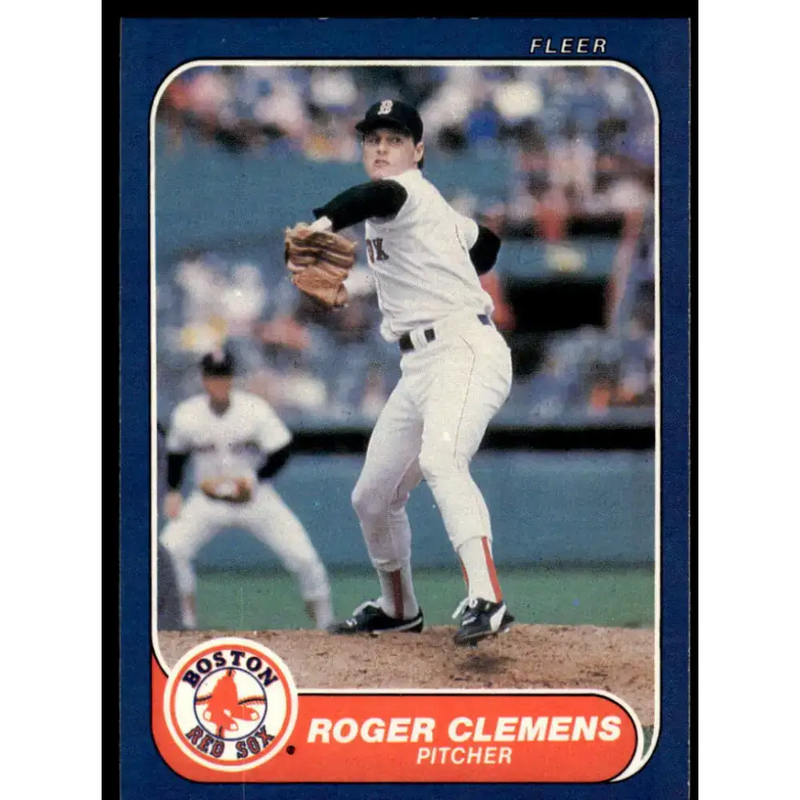 1986 Fleer #345 Roger Clemens EX/NM Boston Red Sox Baseball Card - Baseball Card Single