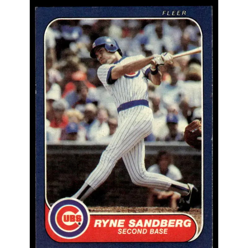 1986 Fleer #378 Ryne Sandberg EX Chicago Cubs Baseball Card - Baseball Card Single