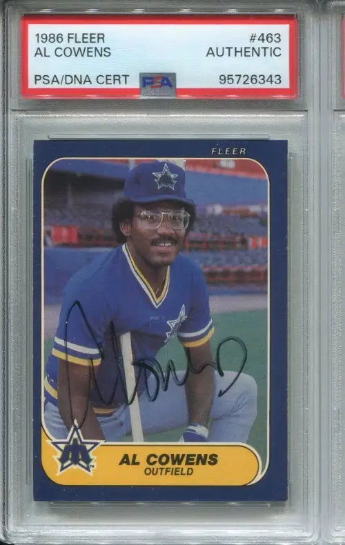 1986 Fleer #463 Al Cowens Mariners Auto Slabbed PSA/DNA Authentic Deceased 2002 - Baseball Card Single