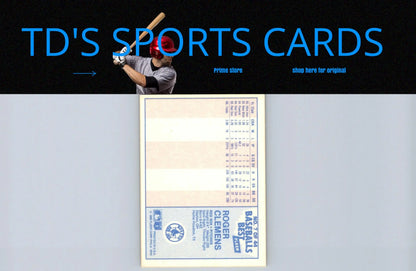 Roger Clemens baseball card from 1986 Fleer Baseball’s Best Sluggers vs Pitchers