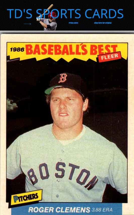 Roger Clemens baseball card from 1986 Fleer Baseball’s Best Sluggers vs Pitchers