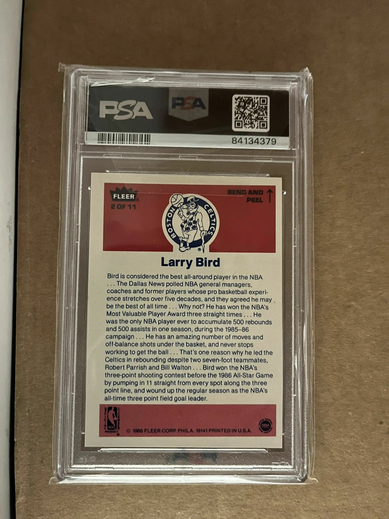 Graded 1986 Fleer Sticker Larry Bird #2 PSA 5 basketball card in pristine condition