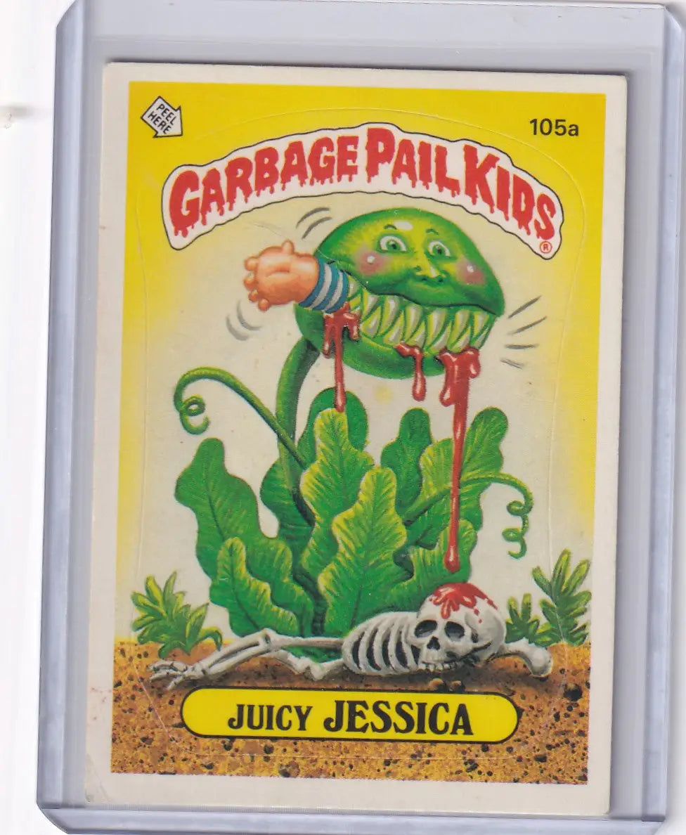 Garbage Pail Kids trading card 105a Juicy Jessica from Series 3 product display
