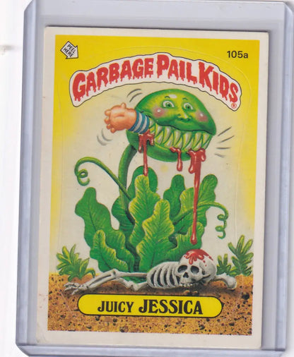 Garbage Pail Kids trading card 105a Juicy Jessica from Series 3 product display