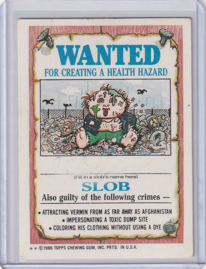Wanted poster for Slob Garbage Pail Kids card from Garbage Pail Kids Series 3