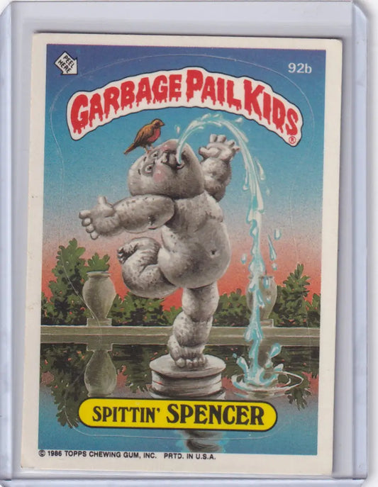 Garbage Pail Kids trading card 1986 Series 3 92b Spittin Spencer collectible card