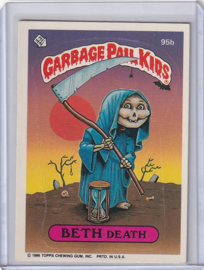Garbage Pail Kids trading card from Pail Kids Series 3 95b Beth Death showing collectible card