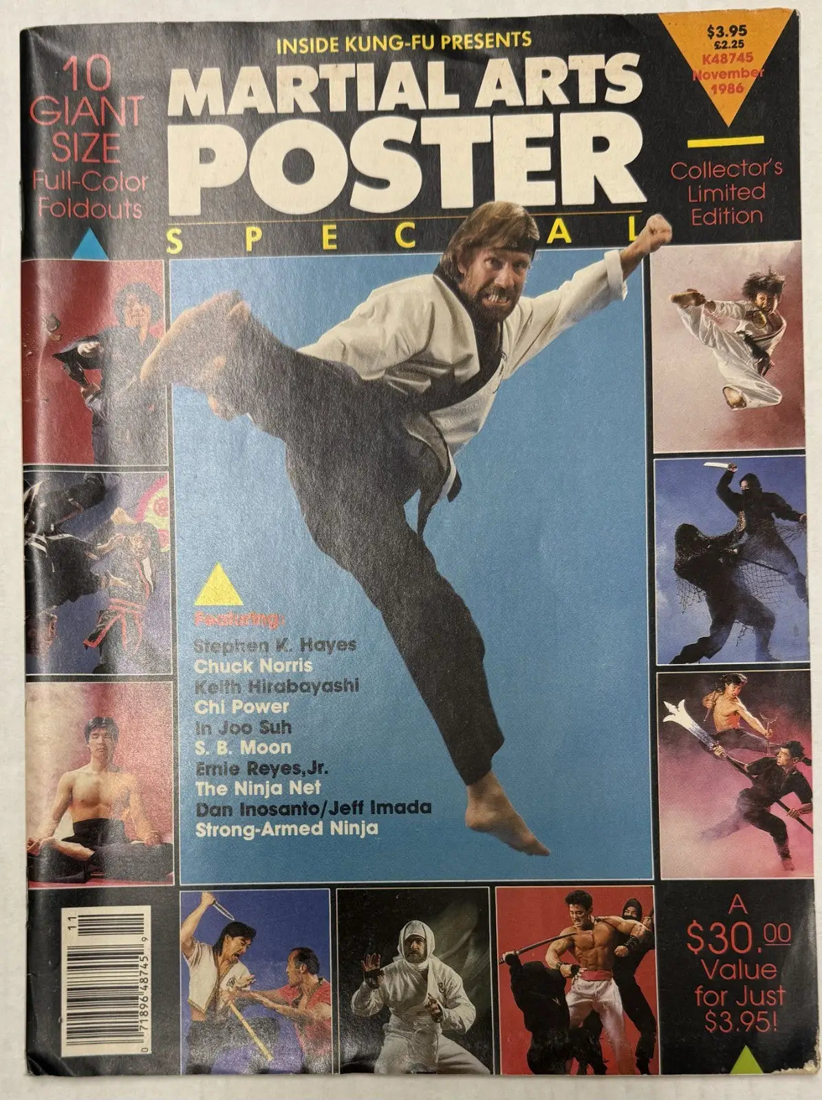 1986 Martial Arts Poster Special Magazine Collector’s LE Chuck Norris Cover - Collectibles