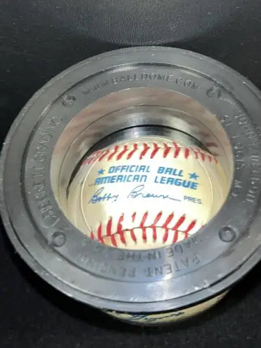 Baseball in a protective case from 1986 MLB Rookies Multi Signed OAL Ball collection