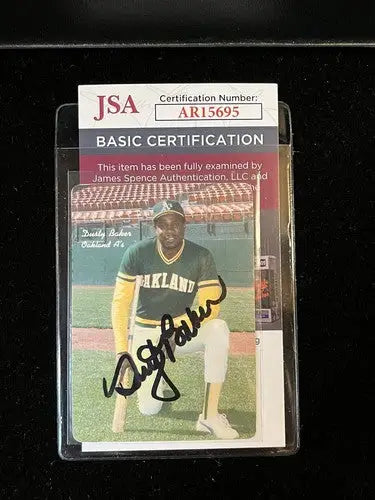 1986 Mother’s Cookies Dusty Baker #3 Oakland A’s JSA Certified AUTO
