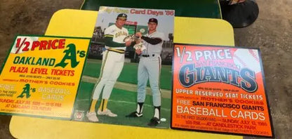 Baseball promotional posters in 1986 Mothers Cookies Store Display featuring Jose Canseco