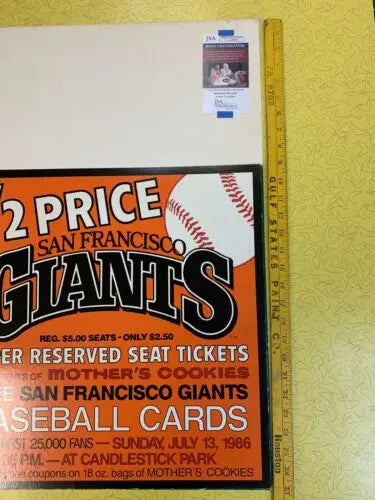 San Francisco Giants baseball poster from 1986 Mothers Cookies Store Display with Jose Canseco