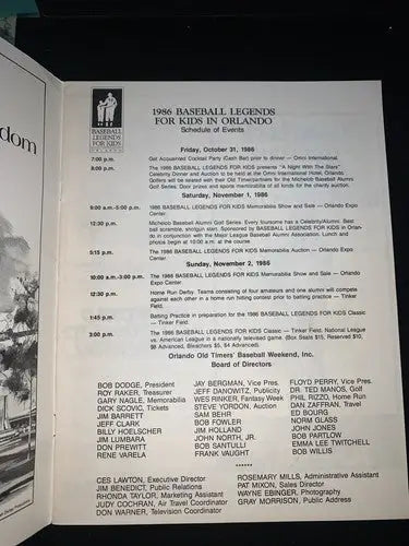 1986 Orlando Baseball Old-Timers Game Auto Program Tiant Cepeda Oliva 30 + Sig JSA