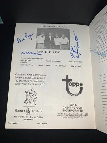 1986 Orlando Baseball Old-Timers Game Auto Program Tiant Cepeda Oliva 30 + Sig JSA